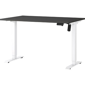 GERMANIA Boras höhenverstellbarer Schreibtisch grafit rechteckig, T-Fuß-Gestell weiß 120,0 x 80,0 cm