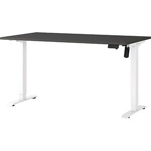 GERMANIA Boras höhenverstellbarer Schreibtisch grafit rechteckig, T-Fuß-Gestell weiß 140,0 x 80,0 cm
