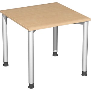 geramöbel Flex höhenverstellbarer Schreibtisch buche, silber rechteckig, 4-Fuß-Gestell silber 80,0 x 180,0 cm