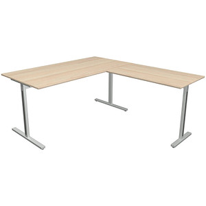Kerkmann Form 1 Schreibtisch ahorn rechteckig, T-Fuß-Gestell silber 160,0 x 80,0 cm