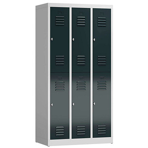 ClassiX Spind anthrazit, lichtgrau X-520238, 6 Schließfächer 87,0 x 50,0 x 180,0 cm