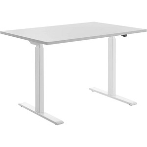 Topstar E-Table elektrisch höhenverstellbarer Schreibtisch lichtgrau rechteckig, T-Fuß-Gestell weiß 120,0 x 80,0 cm