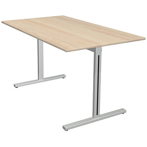 Kerkmann Form 1 Schreibtisch ahorn rechteckig, T-Fuß-Gestell silber 140,0 x 80,0 cm