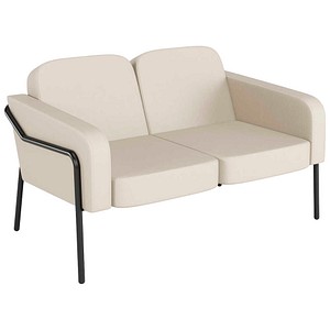 meet powered by PAPERFLOW 2-Sitzer Sofa MEDSO L Rund creme schwarz Kunstleder 125,0 x 74,7 x 74,0 cm, 1 St.