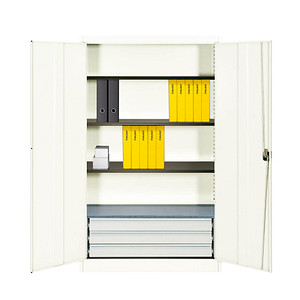 mauser Stahlschrank entero BFZ5 - 12 9010/9010 reinweiß 4 Fachböden 120,0 x 50,0 x 195,0 cm, aufgebaut, 1 St.
