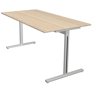 Kerkmann Form 1 Schreibtisch ahorn rechteckig, T-Fuß-Gestell silber 160,0 x 80,0 cm