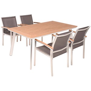 Garden Pleasure Sitzgruppe LIVORNO grau, silber Kunststoff, Metall