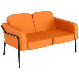 meet powered by PAPERFLOW 2-Sitzer Sofa MEDSO L Rund orange schwarz Kunstleder 125,0 x 74,7 x 74,0 cm, 1 St.