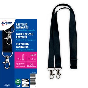 AVERY Zweckform Lanyards Doppel-Karabiner 4844, Karabiner, schwarz, 10 St.