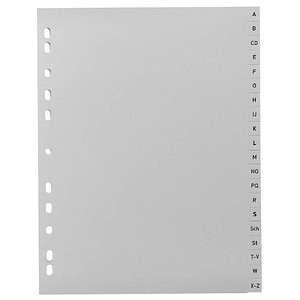 Printus Ordnerregister DIN A4 Vollformat A-Z grau 20-teilig, 1 Satz