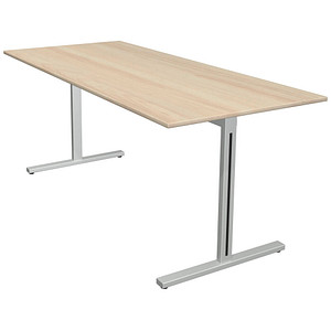 Kerkmann Form 1 Schreibtisch ahorn rechteckig, T-Fuß-Gestell silber 180,0 x 80,0 cm