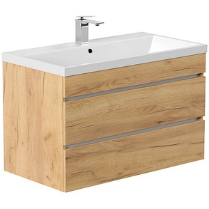 POSSEIK Waschbecken mit Unterschrank FELLINI 90 eiche gold 90,0 x 48,0 x 58,4 cm
