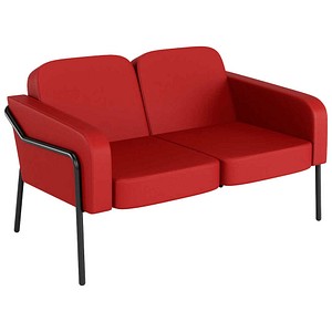 meet powered by PAPERFLOW 2-Sitzer Sofa MEDSO L Rund rot schwarz Kunstleder 125,0 x 74,7 x 74,0 cm, 1 St.