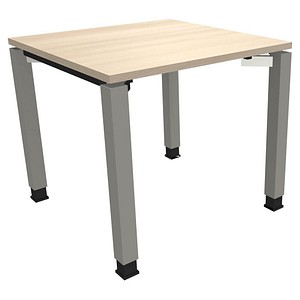 fm Sidney höhenverstellbarer Schreibtisch akazie rechteckig, 4-Fuß-Gestell Quadratrohr silber 80,0 x 80,0 cm