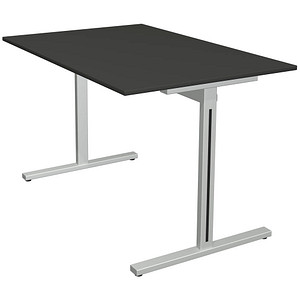Kerkmann Form 1 Schreibtisch anthrazit rechteckig, T-Fuß-Gestell silber 120,0 x 80,0 cm