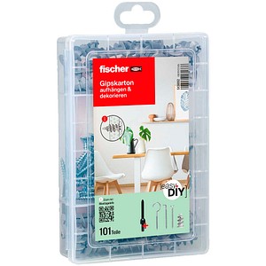 fischer easyDIY Box Gipskarton 513892 Dübel- und Schrauben-Sortiment, 100-teilig
