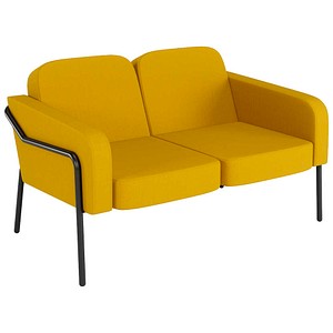 meet powered by PAPERFLOW 2-Sitzer Sofa MEDSO L Rund Outdoor gelb schwarz Kunststoff 125,0 x 74,7 x 74,0 cm, 1 St.