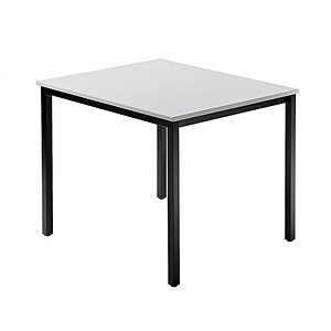 HAMMERBACHER Konferenztisch VDQ08 lichtgrau quadratisch, Vierkantrohr schwarz, 80,0 x 80,0 x 72,0 cm