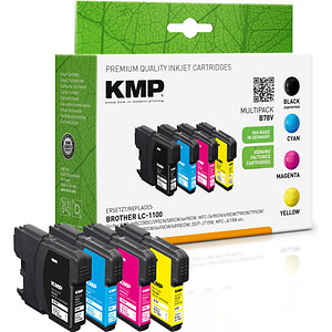 KMP B78V schwarz, cyan, magenta, gelb Druckerpatronen kompatibel zu brother LC-1100VALBP, 4er-Set