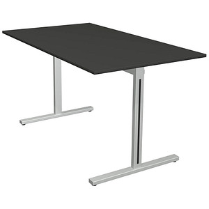 Kerkmann Form 1 Schreibtisch anthrazit rechteckig, T-Fuß-Gestell silber 140,0 x 80,0 cm
