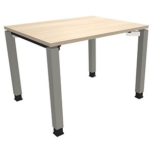 fm Sidney höhenverstellbarer Schreibtisch akazie rechteckig, 4-Fuß-Gestell Quadratrohr silber 100,0 x 80,0 cm