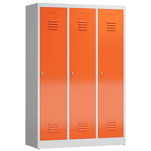 ClassiX Spind feuerrot, lichtgrau X-515134, 3 Schließfächer 118,5 x 50,0 x 180,0 cm