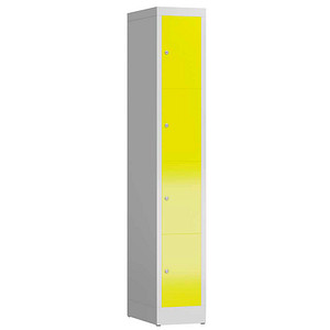 ClassiX Schließfachschrank lichtgrau, zinkgelb X-520416, 4 Schließfächer 31,0 x 50,0 x 180,0 cm