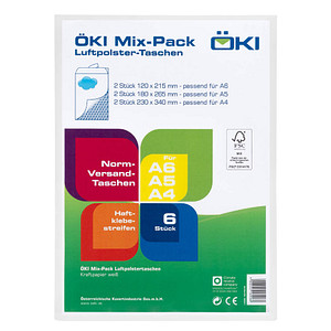ÖKI Luftpolstertaschen Mix-Pack weiß für DIN A4, A5, A6, 1 Set