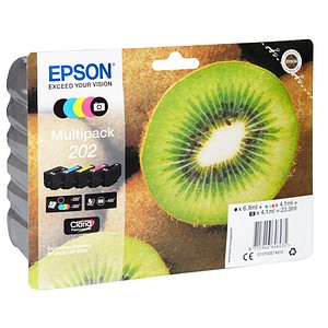 5 EPSON 202/T02E74 schwarz, Foto schwarz, cyan, magenta, gelb Tintenpatronen 5 EPSON 202/T02E74 schwarz, Foto schwarz, cyan, magenta, gelb Tintenpatronen