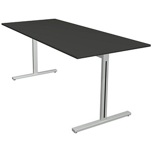 Kerkmann Form 1 Schreibtisch anthrazit rechteckig, T-Fuß-Gestell silber 180,0 x 80,0 cm