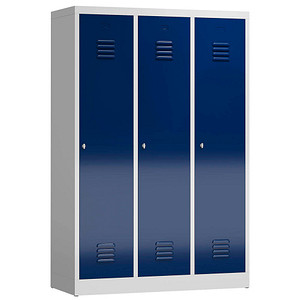 ClassiX Spind enzianblau, lichtgrau X-515131, 3 Schließfächer 118,5 x 50,0 x 180,0 cm