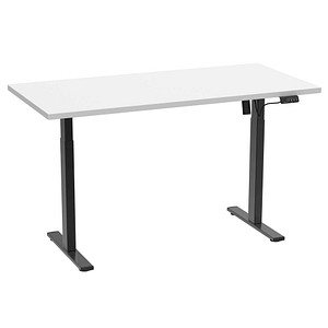 VCM my office Lona elektrisch höhenverstellbarer Schreibtisch weiß rechteckig, T-Fuß-Gestell silber 140,0 x 80,0 cm