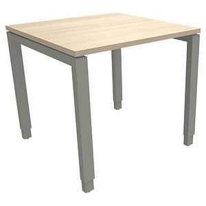 fm Sidney höhenverstellbarer Schreibtisch akazie rechteckig, 4-Fuß-Gestell Quadratrohr silber 80,0 x 80,0 cm
