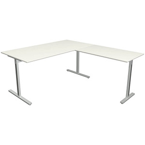 Kerkmann Form 1 Schreibtisch weiß rechteckig, T-Fuß-Gestell silber 160,0 x 80,0 cm