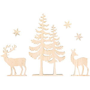 Rayher Holzbausatz Holzmotive Baum und Hirsch beige