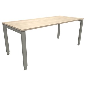 fm Sidney höhenverstellbarer Schreibtisch akazie rechteckig, 4-Fuß-Gestell Quadratrohr silber 180,0 x 80,0 cm