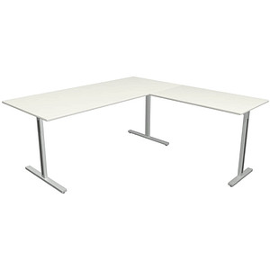 Kerkmann Form 1 Schreibtisch weiß rechteckig, T-Fuß-Gestell silber 180,0 x 80,0 cm