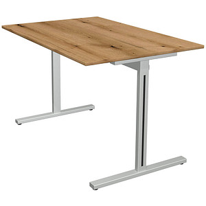 Kerkmann Form 1 Schreibtisch eiche rechteckig, T-Fuß-Gestell silber 120,0 x 80,0 cm