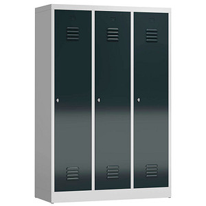 ClassiX Spind anthrazit, lichtgrau X-515138, 3 Schließfächer 118,5 x 50,0 x 180,0 cm
