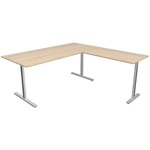 Kerkmann Form 1 Schreibtisch ahorn rechteckig, T-Fuß-Gestell silber 180,0 x 80,0 cm