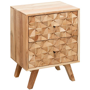 WOHNLING Nachttisch rechteckig Massivholz akazie 35,0 x 44,0 x 61,0 cm, 1 St.