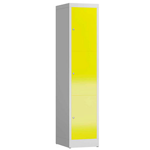ClassiX Schließfachschrank lichtgrau, zinkgelb X-523316, 3 Schließfächer 41,5 x 50,0 x 180,0 cm