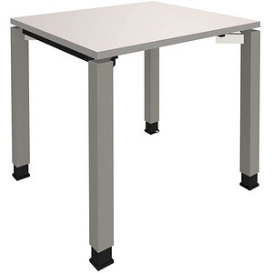 fm Sidney höhenverstellbarer Schreibtisch lichtgrau rechteckig, 4-Fuß-Gestell Quadratrohr silber 80,0 x 80,0 cm