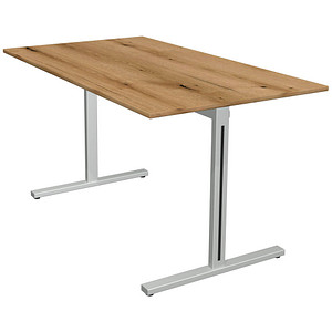 Kerkmann Form 1 Schreibtisch eiche rechteckig, T-Fuß-Gestell silber 140,0 x 80,0 cm