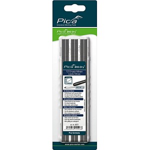 Pica Big Dry All Wetter 6051 Ersatzminen für Tieflochmarker-Bleistift grau 2B 2,0 - 5,0 mm, 12 St.