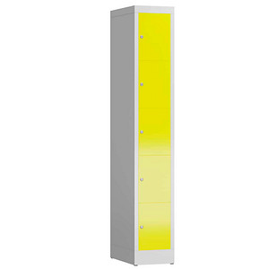 ClassiX Schließfachschrank lichtgrau, zinkgelb X-520516, 5 Schließfächer 31,0 x 50,0 x 180,0 cm