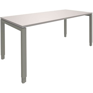 fm Sidney höhenverstellbarer Schreibtisch lichtgrau rechteckig, 4-Fuß-Gestell Quadratrohr silber 180,0 x 80,0 cm