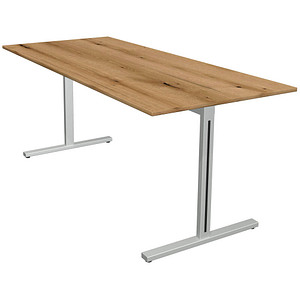 Kerkmann Form 1 Schreibtisch eiche rechteckig, T-Fuß-Gestell silber 180,0 x 80,0 cm
