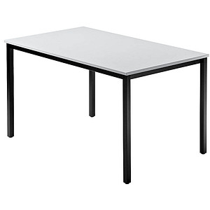 HAMMERBACHER Konferenztisch VDQ12 lichtgrau rechteckig, Vierkantrohr schwarz, 120,0 x 80,0 x 72,0 cm