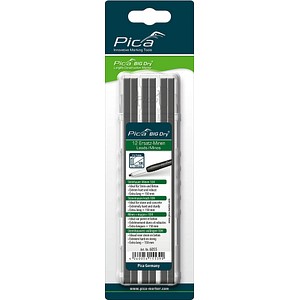 Pica Big Dry Steinnhauer 6055 Bleistiftminen für Zimmermannsbleistift mit Druckmechanismus grau 10H 2,0 - 5,0 mm, 12 St.
